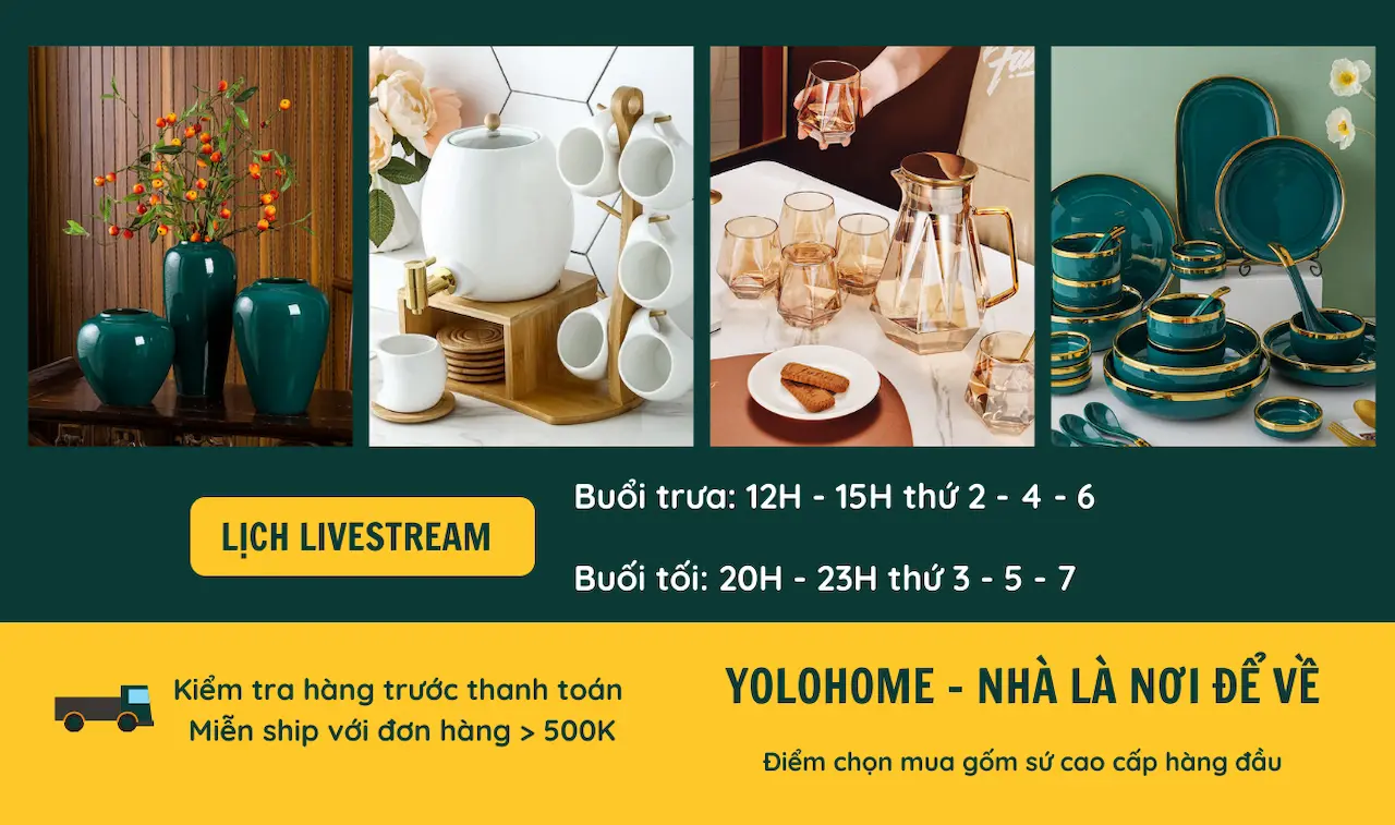 Yolohome YOLO HOME chuyên cung cấp đồ trang trí nhà cửa cao cấp 1 bộ bát đĩa ấm chén, đồ dùng dụng cụ tiện lợi, đẳng cấp