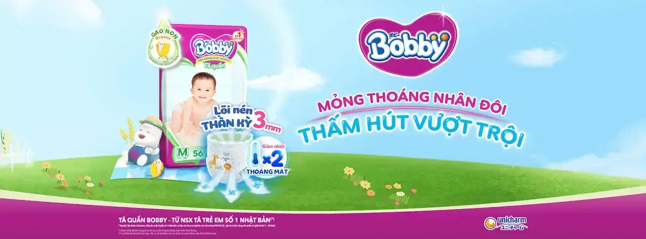 Tã Quần Bobby Lõi Nén Thần Kỳ 3mm Mới Với Công Nghệ Ép Lõi Đặc Biệt Giúp Tã Siêu Mỏng 3mm Mà Vẫn Thấm Hút Cực Đỉnh Cho Vùng Mông Bé Được Khô Thoáng Thoải Mái Gấp 2 Lần.