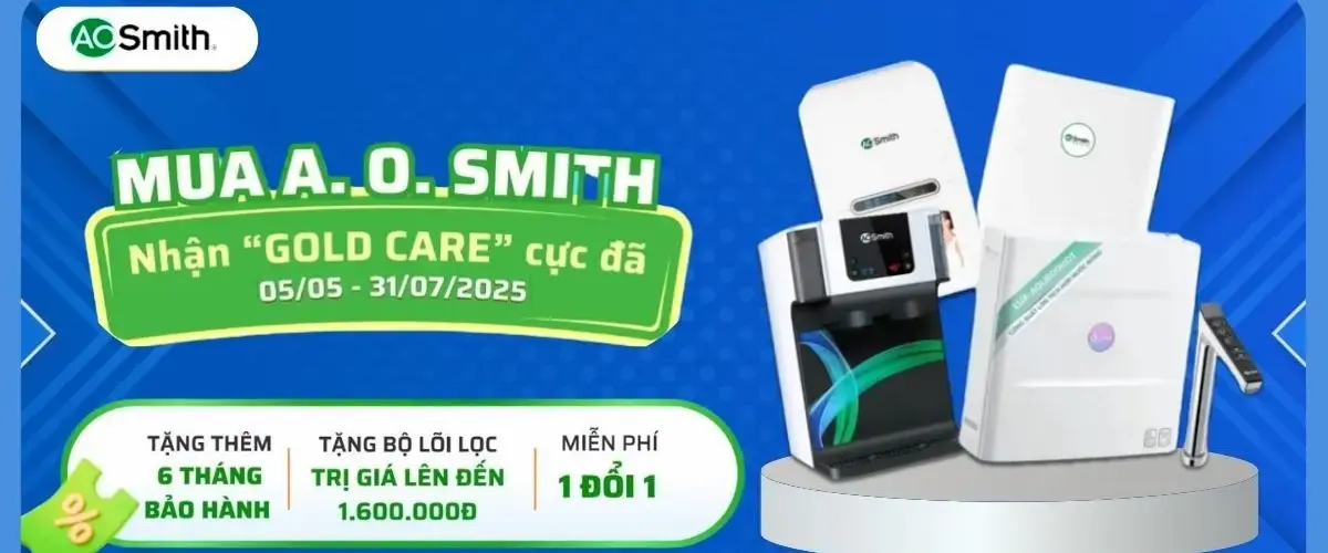 A. O. Smith Hè 2025: Mua Máy Lọc Nước, Không Khí Nhận Gói GOLD CARE Giá Trị, An Tâm Toàn Diện!