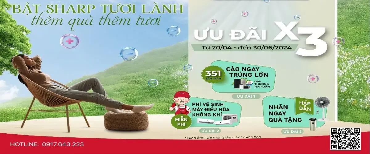 Bật Sharp tươi lành – Thêm quà thêm tươi: Mua máy lạnh Sharp, cào ngay trúng lớn hàng trăm phần quà hấp dẫn