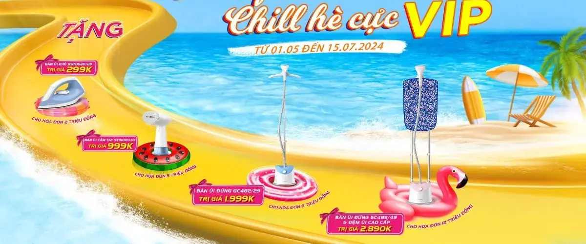 Chill quà Philips, Chill Hè cực VIP: Nhận ngay bàn ủi Philips khi mua gia dụng Philips tại Điện máy XANH