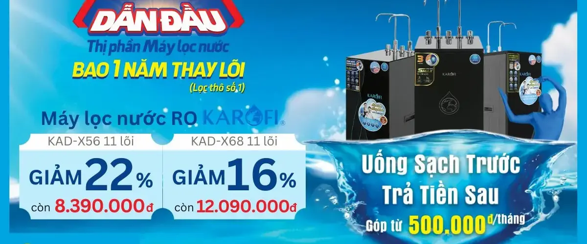 Dẫn đầu thị phần máy lọc nước Karofi – Ưu đãi cực sốc, trả góp từ 500K/tháng