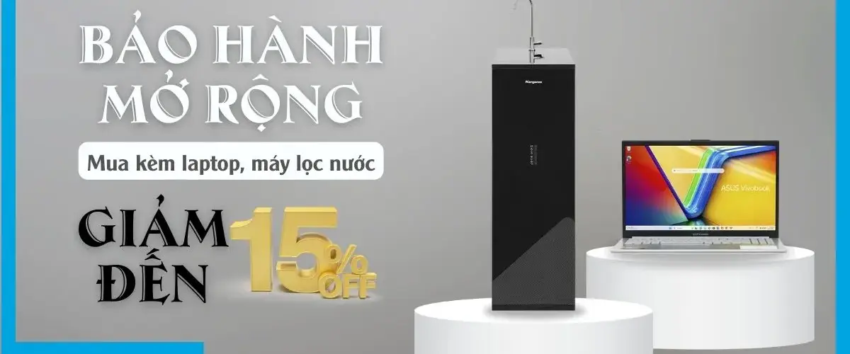 Giảm đến 15% gói bảo hành mở rộng khi mua kèm Laptop, Máy lọc nước tại Điện máy XANH