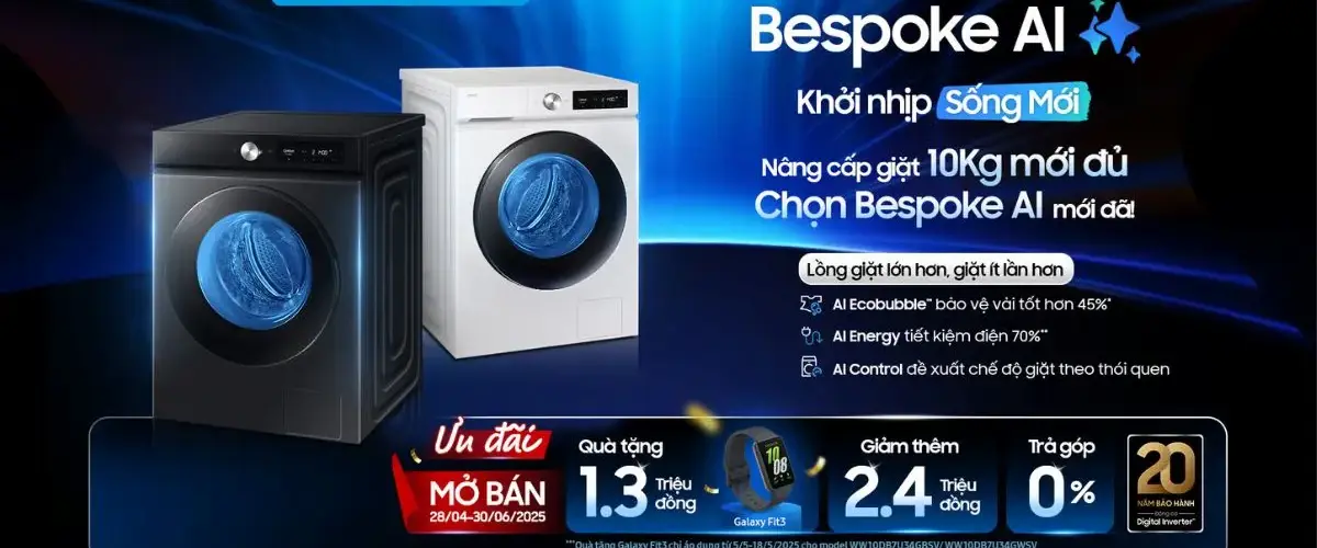 Mua máy giặt cửa trên WW10DB7U34GBSV, WW10DB7U34GWSV tặng GALAXY FIT 3