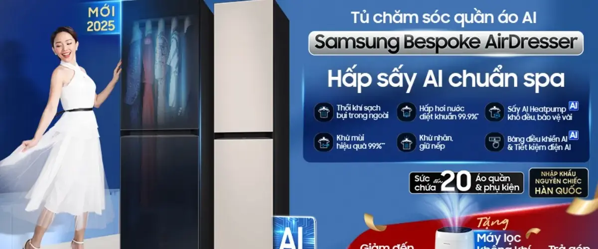 Mua Tủ chăm sóc quần áo Samsung – Nhận ngay Máy lọc không khí cực hấp dẫn