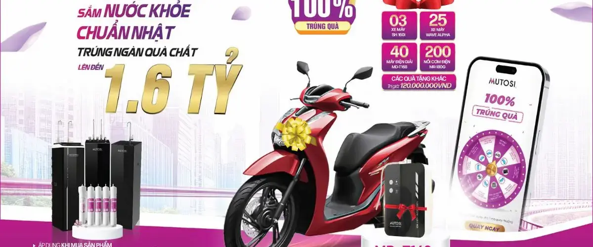 MUTOSI SẮM NƯỚC KHỎE CHUẨN NHẬT – TRÚNG NGÀN QUÀ CHẤT hàng ngàn giải thưởng giá trị khác đang chờ bạn!