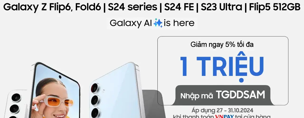 Nhập mã TGDDSAM giảm ngay 5% tối đa 1 triệu đồng khi thanh toán VNPAY cho đơn hàng từ 14 triệu đồng tại Điện máy XANH