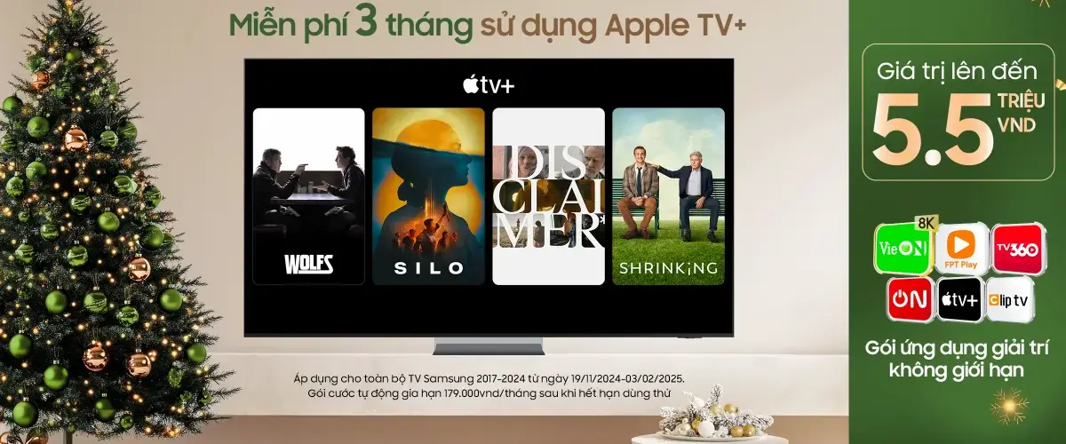 Quà tặng độc quyền chỉ có trên tivi Samsung: Trải nghiệm Apple TV+ miễn phí 3 tháng