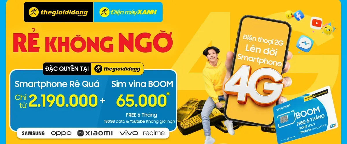 Rẻ Không Ngờ – Smartphone Rẻ Quá chỉ từ 2.19 triệu + SIM vina BOOM miễn phí 6 tháng data