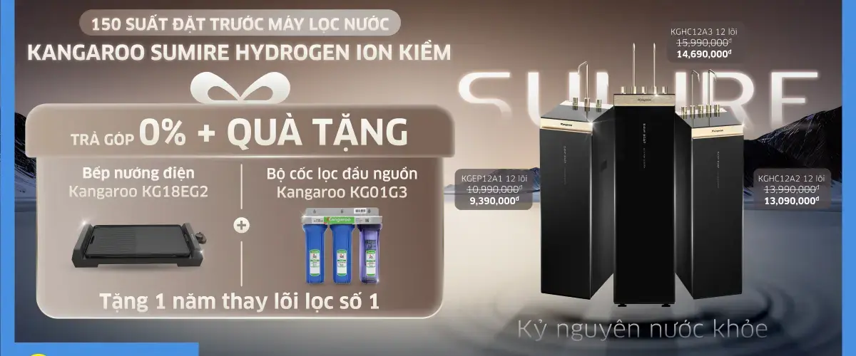 Săn ngay 150 suất đặt trước máy lọc nước Kangaroo Sumire Hydrogen Ion Kiềm