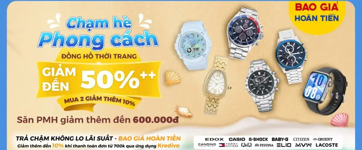 Săn ngay phiếu mua hàng đến 600.000đ khi mua đồng hồ thời trang tại Điện máy XANH