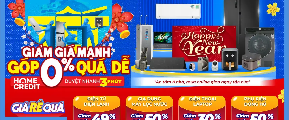 Tết Giảm Giá Mạnh – Góp 0% Quá Dễ: Bùng nổ SALE đến 50%++ tại Điện máy XANH