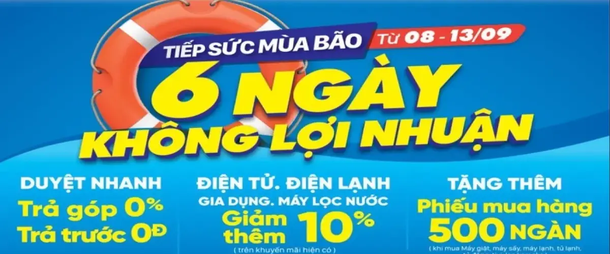 Tiếp sức mùa bão – Điện máy XANH bán hàng 6 ngày không lợi nhuận